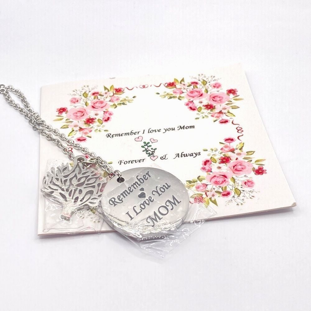 Silver Chain Mom Necklace Tree Charm Pendant Necklace